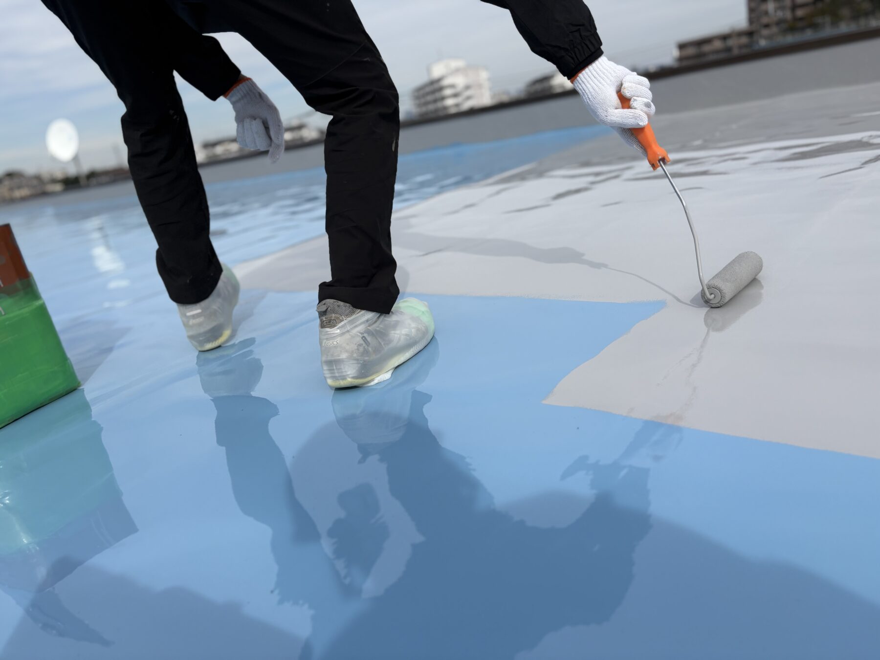 川崎市 Mマンション 屋上防水 ウレタン塗膜 機械固定工法