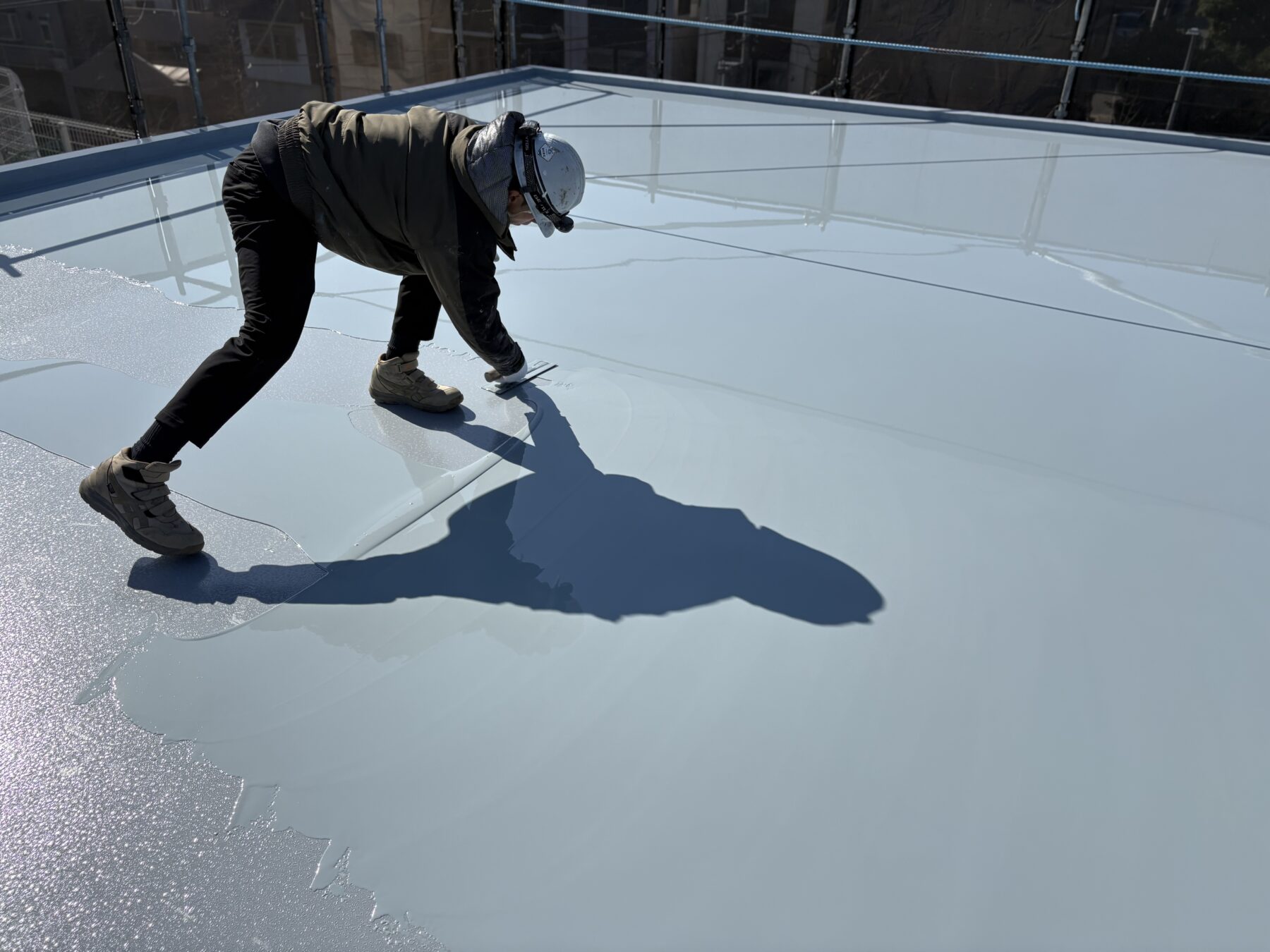 川崎市 Hマンション エントランス屋上防水 ウレタン塗膜密着工法